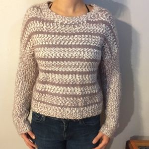 White/Purple Striped Sweater